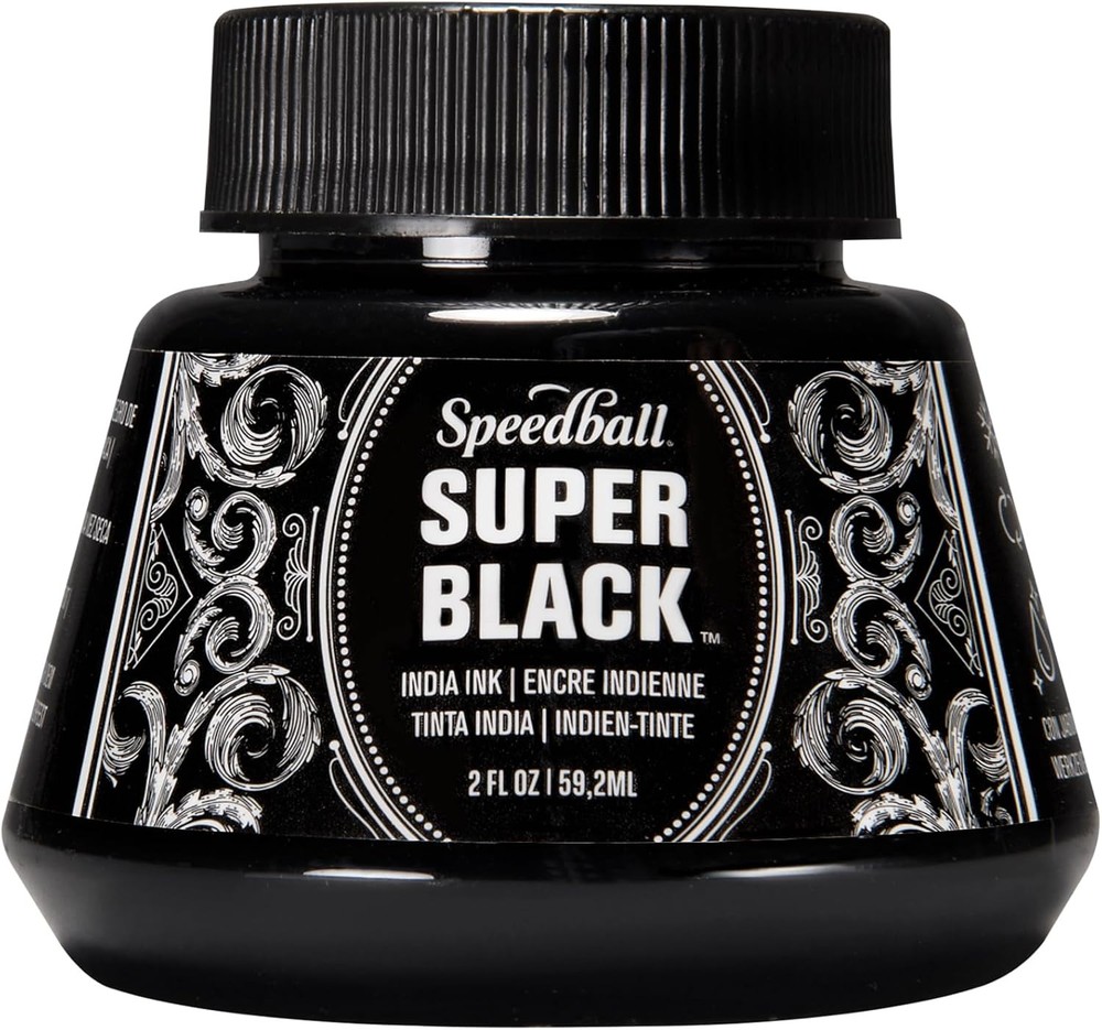 Speedball Super Black India Ink 2oz High Quality Pigment Waterproof Ink