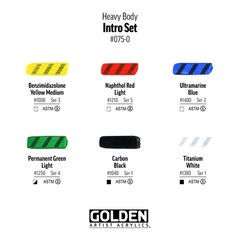 Heavy Body Acrylics, Intro Set, 6 Color, Professional Acrylic Paint