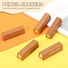 Pencil Erasers Rubber, 5 Pcs Art Eraser Scented, Dark Brown/Green