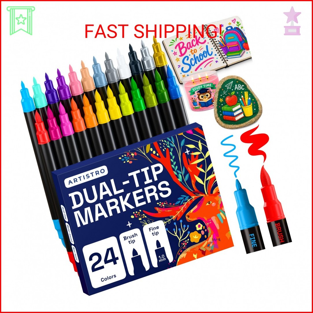 ARTISTRO 24 Mixed Colors Acrylic Paint Markers – Paint Pens for Drawing – For Fa