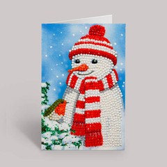 CraftBuddyUS CCK-10×15-B4: Cozy Snowman, Crystal Art Card, 10 x 15cm