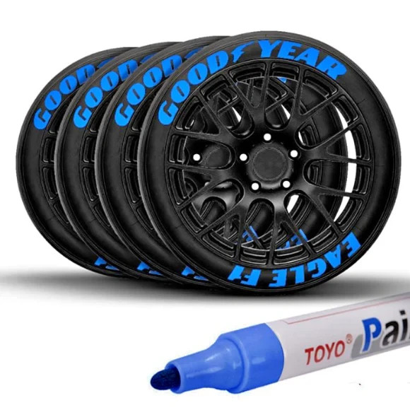 Tire Lettering Paint Marker Pen 6-PACK BLUE