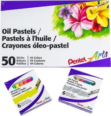 Arts Oil Pastels – 50 Color Set with Metallic and Fluorescent Packs, 3pk Set