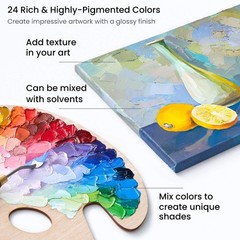 Oil Paint Set – 24 Multicolor Tubes (0.4 Fluid Ounces Each), Vibrant Oil-Base…