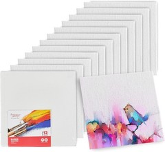 Canvases for Painting – Pack of 12, 10 x 10 Inch Blank White Canvas Boards –