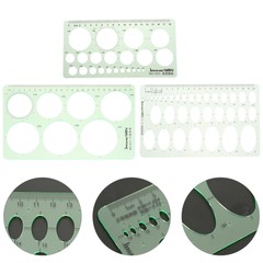 3 Pcs Stencil Lapidary Drawing Measuring Rulers Geometric Measurement Template