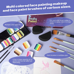 Pintada 120G Large Capacity Face Painting Kit for Party – 12 X 10G Non Toxic Wat