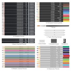 70 PCS Professional Art Drawing Pencil Set Sketching Supplies Kit for Artists
