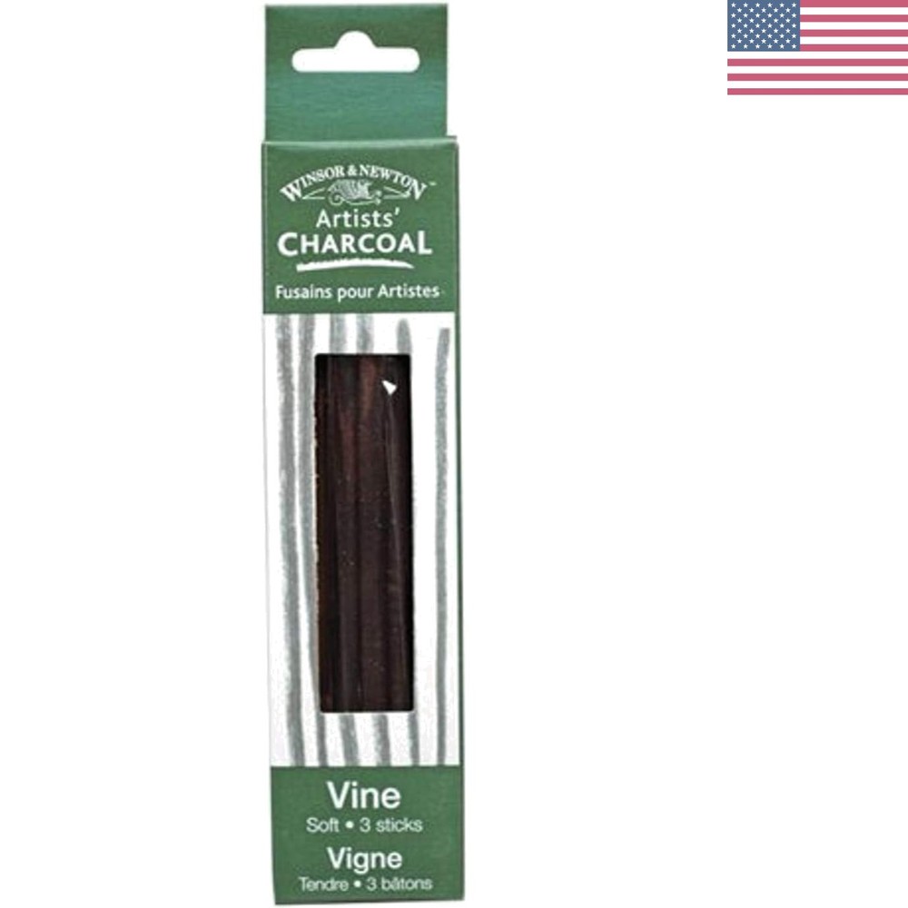 Artist Quality Soft Vine Charcoal Sticks – Set of 3 for Drawing & Sketching