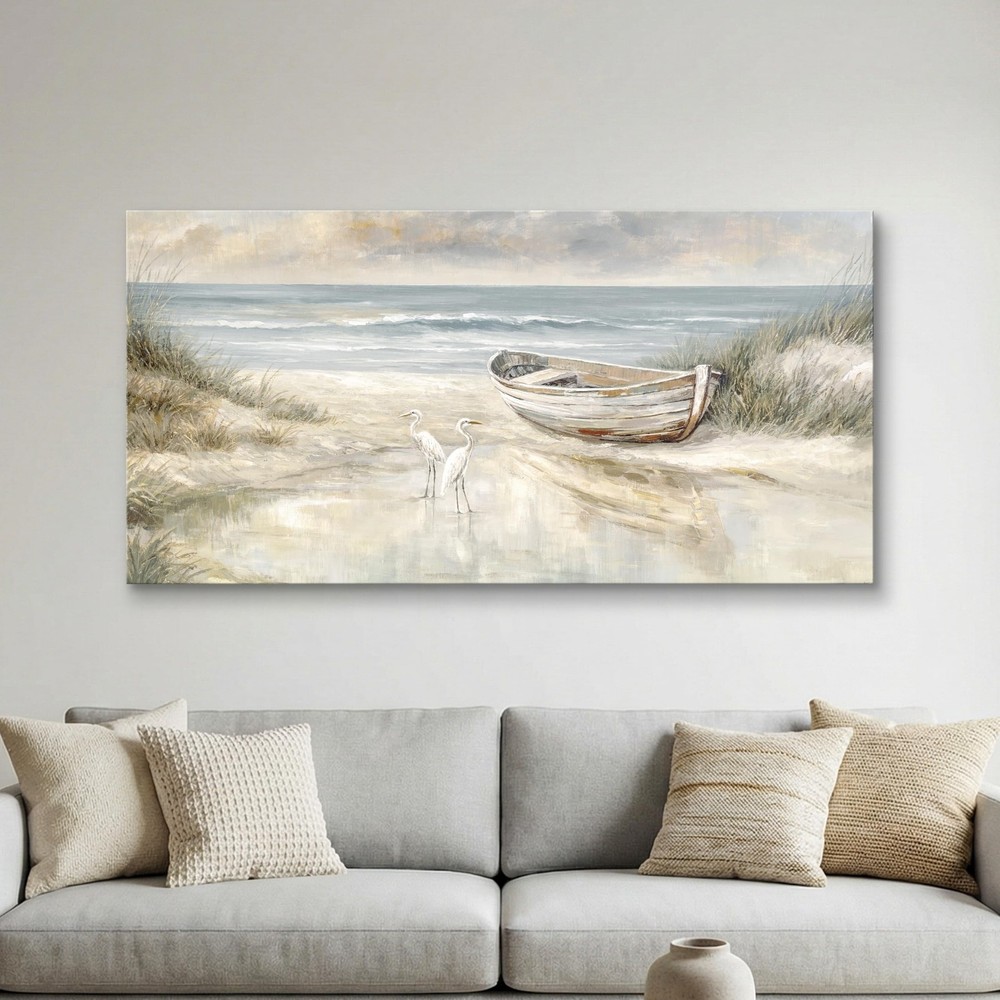 SENROLAN Coastal Wall Art for Living Room, Horizontal Seascape Canvas Wall Ar…