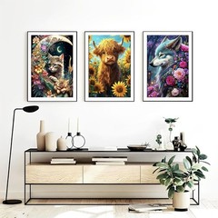 Diamond Painting Kits for Adults, 3 Pack Flower Animal DIY 5D Diamond Art Kits f