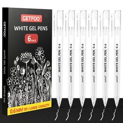 White Gel Pens 0.6mm Fine Point Opaque White Archival Ink Pen for Art, Coloring