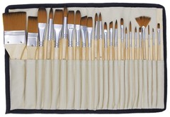 24 Pcs Paint Brushes Set with Carrying Case for Oil Acrylic Watercolor Painting