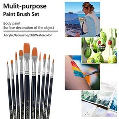 Paint Brush Set, 10 Pcs Round Pointed Tip, Small Nylon Hair Brushes for