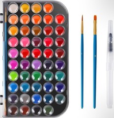Watercolor Paint Set 48 Colors Washable with Brush Water Pen Palette