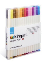 Kingart® Studio Metallic Fine Point Permanent Ink Unique Color Pens 30 Count