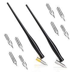 10PCS Oblique Calligraphy Dip Pen Set – 2-in-1 Drawing Pen Holder with 8 Piec…