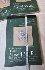 3 Strathmore 400 Series Toned Mixed Media Pads 4″ X 6″, Grey, Tan & Blue