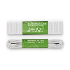 Elastic Ribbed Non Roll 1-1/2 2 Yard White Dritz 9503W 2-Yards Long