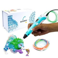 SCRIB3D P1 3D Printing Pen with 1 Count (Pack of 1), Blue, White, Black