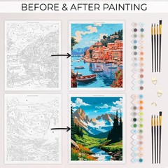 Beautiful Paint by Number Kit 16 x 20 Inch Relaxing DIY Canvas Art