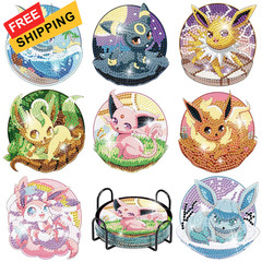 LWZAYS Diamond Painting Coasters 3.8 x x 0.1 inches, 8PBD-D10-Cartoon2