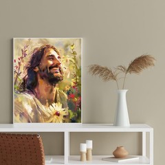 Paint by Numbers Kit for Adults, Jesus and Flowers Paint by Number for Adults,Ac