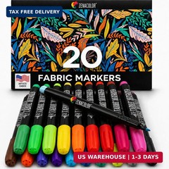 Zenacolor 20 Fabric Markers Pens Set – Indelible and Permanent Fabric Paint Fine