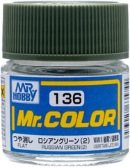 Mr. Hobby C136 Mr. Color Flat Russian Green (2) Lacquer Paint 10ml – US