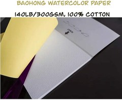 BAOHONG Artists’ Grade Watercolor Painting Paper,100%Cotton Cold Press,20 Sheet