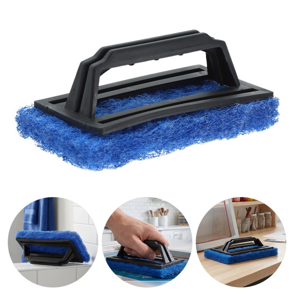 5Pcs Abrasive Scrub Pad With Grip Handle Silkscreen Printing Mesh