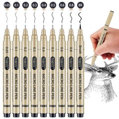 PANDAFLY Micro-Pen Fineliner Pens, 10 Size Fine Point Black Archival Ink Pens…