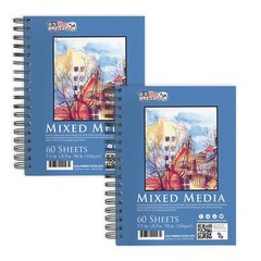 5.5″ x 8.5″ Mixed Media Paper Pad Sketchbook, 2 Pack 60 Sheets 98lb Spiral-Bound