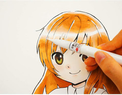 Kuretake Zig Brush Pen White & Cartridge Set, for Illust, Manga, Artworks, for P