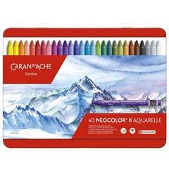 Caran d’Ache Classic Neocolor II AQUARELLE Water-Soluble Pastels, 40 Colors