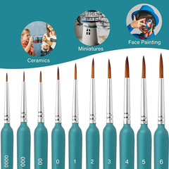 10/11Pcs Miniature Paint Brushes, Detail Tip Paint Brushes Set with Ergonomic Ha