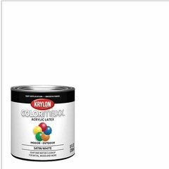 Krylon COLORmaxx Satin White Acrylic Latex Brush On Paint 8 Fl Oz