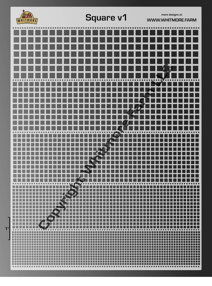 Square v1 Mesh Fishing Lure Airbrush Stencil – Large Format 5in1- Mylar Reusable