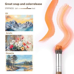 Paint Brush Set 6Pcs Natural Badger Hair Dome Blending Mop – Versatile for Oil