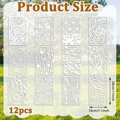 BOHUIZ 12 Pcs Abstract Geometric Texture 11 inches x 7.1 inches, White