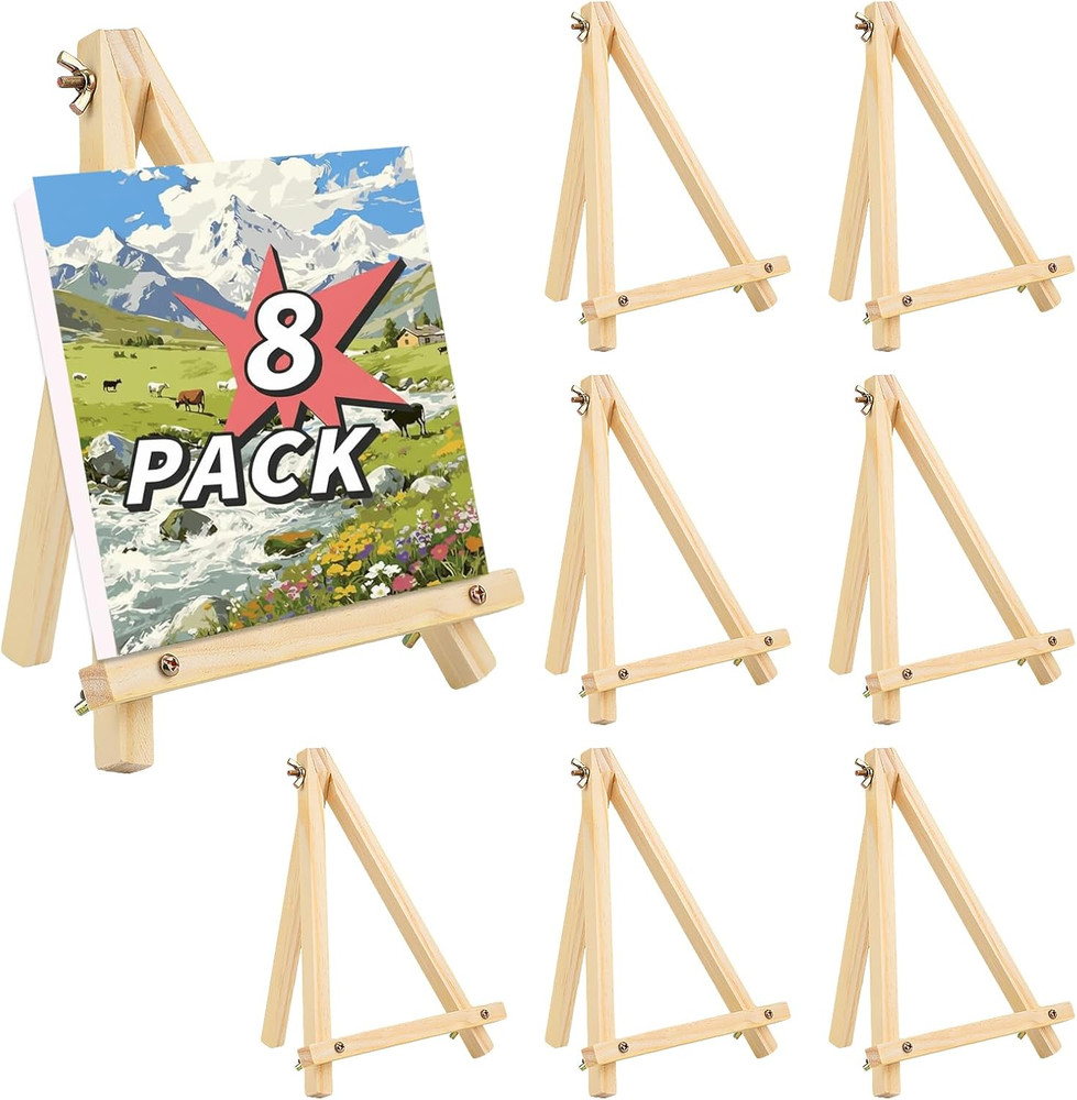 8 Pack 9 Inch Easel for Painting, Wooden Easel Stand for Sign Table Top Small Ar