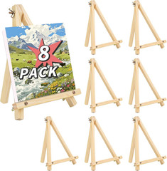 8 Pack 9 Inch Easel for Painting, Wooden Easel Stand for Sign Table Top Small Ar