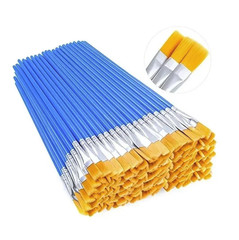 50Pcs Art Paint Brushes Set: Nylon Hair Round & Flat Brushes for Kids & Artists