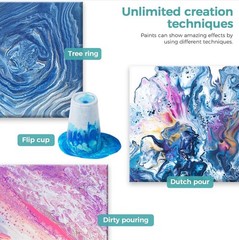 49pc Fluid Art Starter Set Acrylic Pour Paint and Canvas Kit Painting Craft Gift