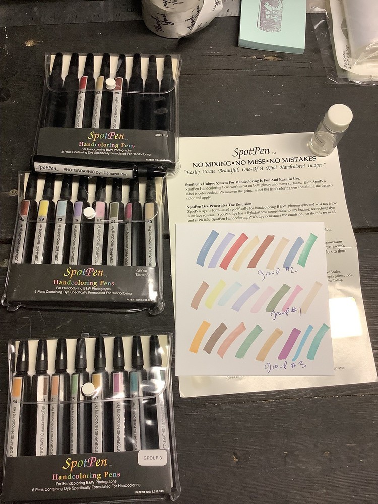 SpotPen Hand Coloring Tinting Pen KITS for Blk/White Photos 3 sets