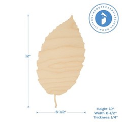 Leaf Wood Cutout 12″x6-1/2″, Unfinished, for Autumn Decor/Crafts | Woodpeckers