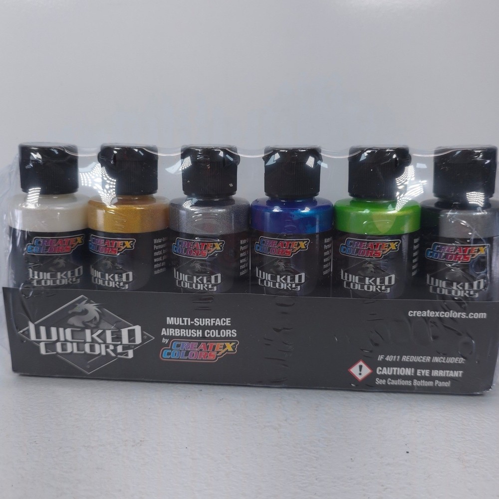 Createx Colors Wicked Colors Pearl Set W105 Multi-Surface Airbrush Paint 6 Pack