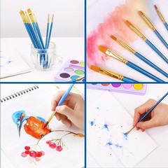 AROIC Paint Brush Set, 10 Pack 100 Pcs Acrylic Brushes 100pcs, Blue