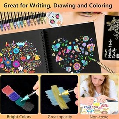 Metallic Marker Pens Dual Tip Acrylic Paint Pens for Black Paper, 30 Colors