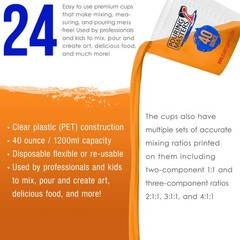 12 Pouring Masters 40 Ounce 1200ml Graduated Plastic Paint Mixing Cups, Measure